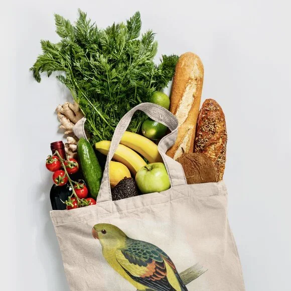 Regent Parrot Vintage Print Graphic Canvas Tote Bag - Picture 4 of 5